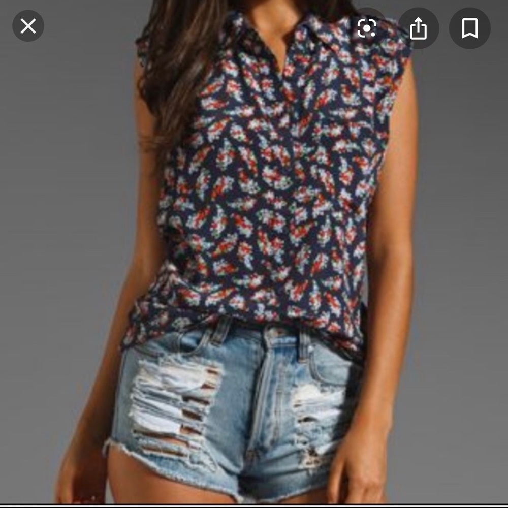 Equipment sleeveless Daddy Blouse Floral